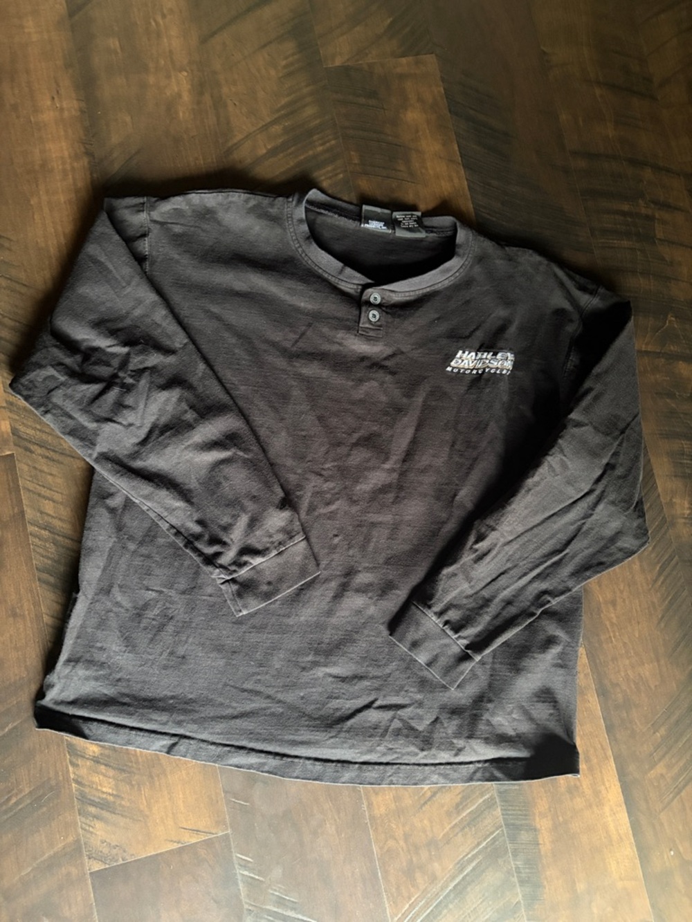 Harley-Davidson Black Long Sleeve Henley with Small Chest Logo